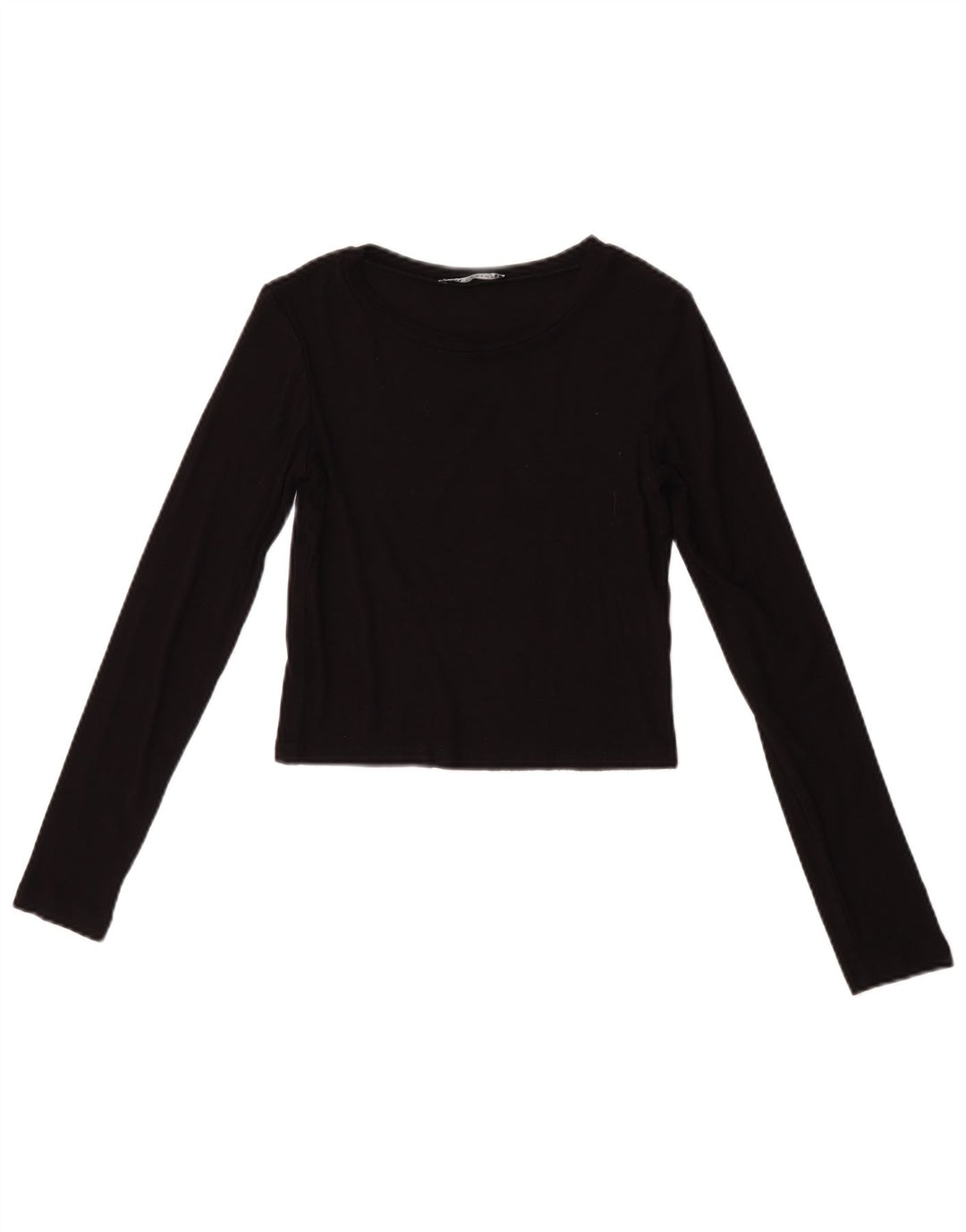 Zara Womens Crop Top Manga Longa Reino Unido 8 Pequeno Preto