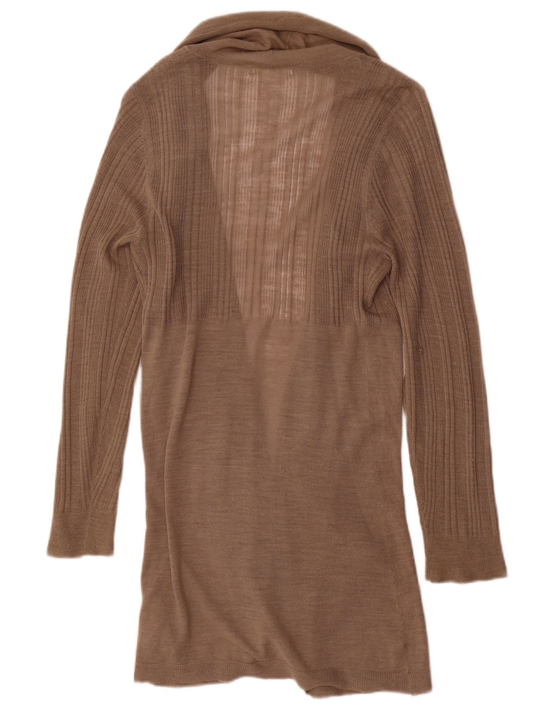 Marks & Spencer Suéter feminino Longline Open Cardigan Reino Unido 14 Médio Marrom