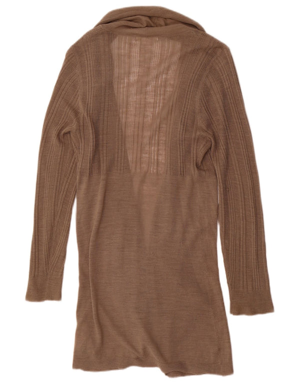 Marks & Spencer Suéter feminino Longline Open Cardigan Reino Unido 14 Médio Marrom