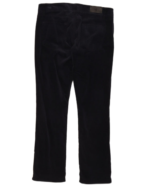 Calça casual feminina Marlboro Classics reta de veludo W32 L29 azul marinho