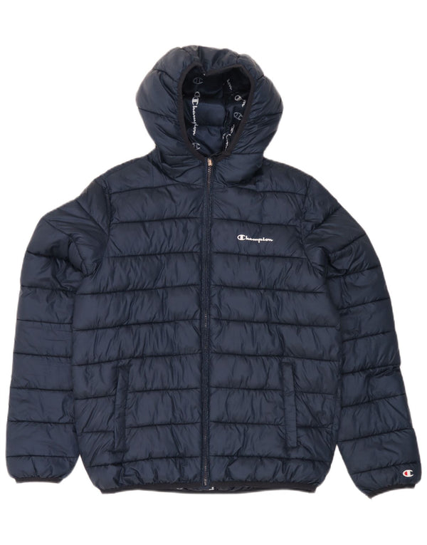 Jaqueta acolchoada com capuz para meninos Champion 15-16 anos 2XL poliéster azul marinho