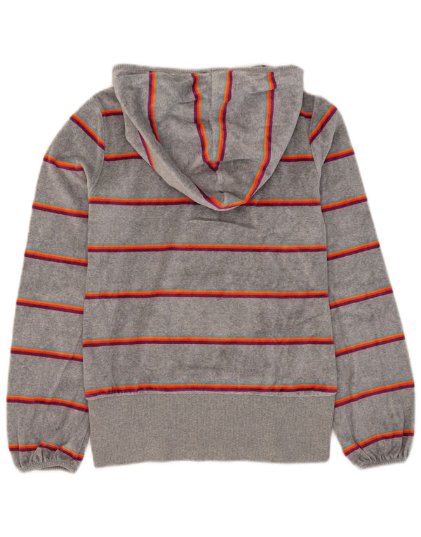 Jumper com capuz de veludo feminino Nike UK 10 pequeno algodão listrado cinza