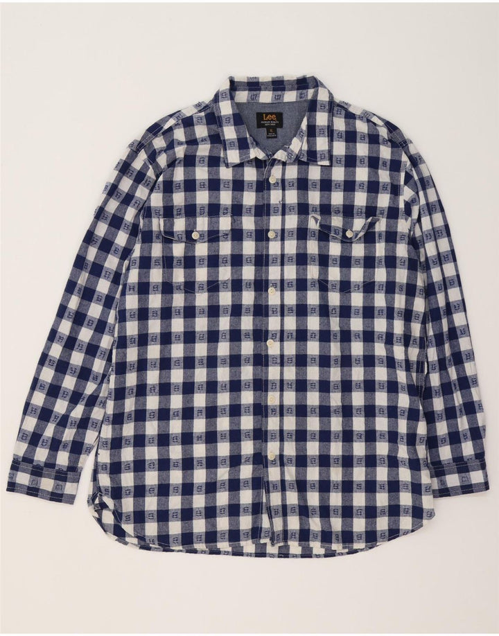Lee Mens Loose Fit Camisa XL Azul Marinho Xadrez Algodão