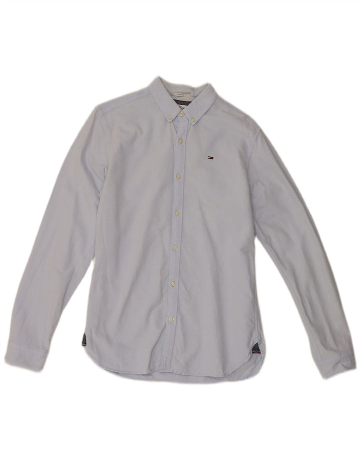 Camisa masculina Tommy Hilfiger pequena azul algodão