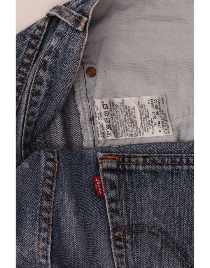 Calça jeans reta cortada masculina Levi's W38 L26 algodão azul