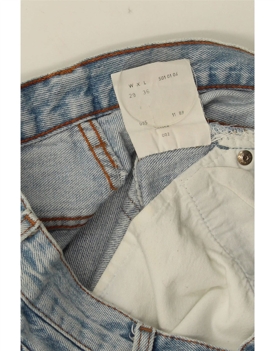 Saia jeans feminina Levi's 501 Midi W29 pequena azul algodão