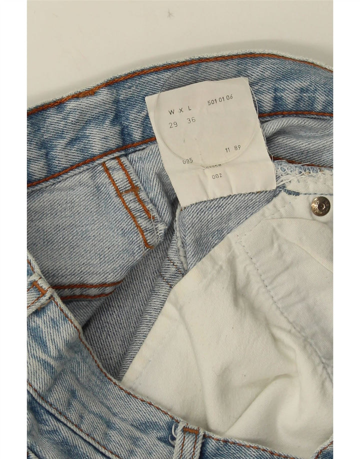 Saia jeans feminina Levi's 501 Midi W29 pequena azul algodão