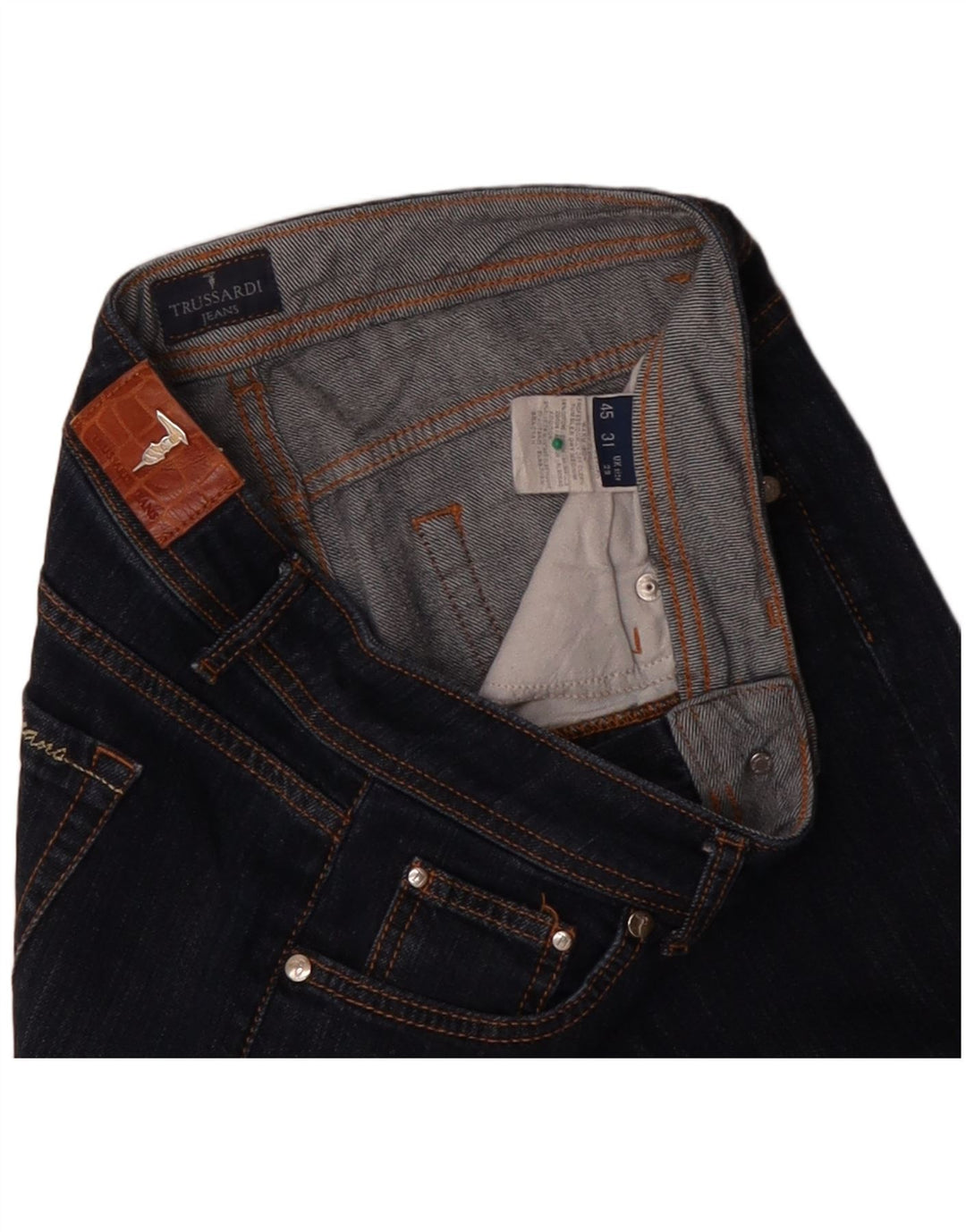 Jeans capri feminino TRUSSARDI W29 L22 algodão azul marinho