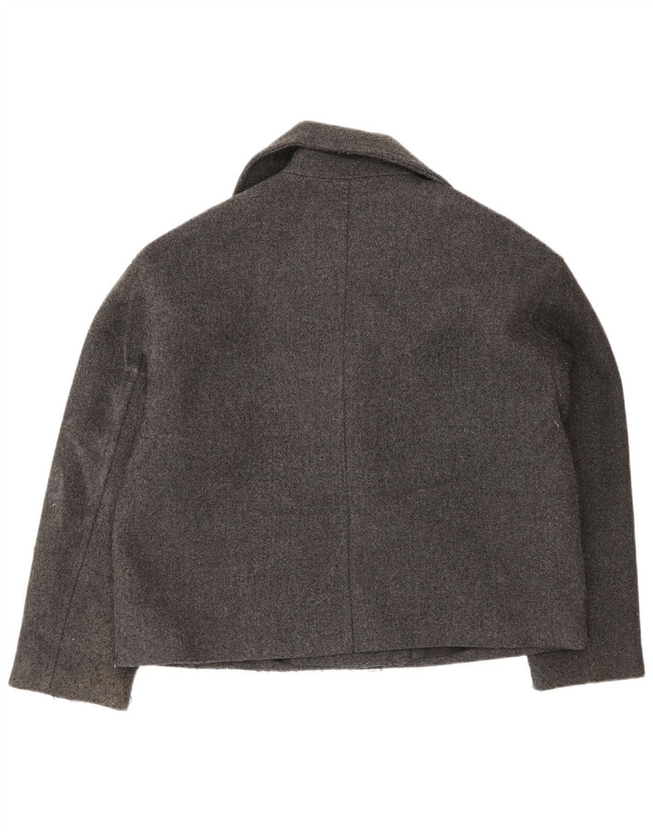 Jaqueta blazer feminina Zara com peito duplo grande, Reino Unido 10, pequena, cinza