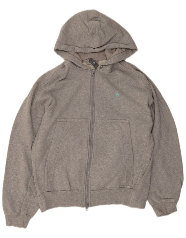 Adidas masculino zip moletom com capuz médio algodão cinza