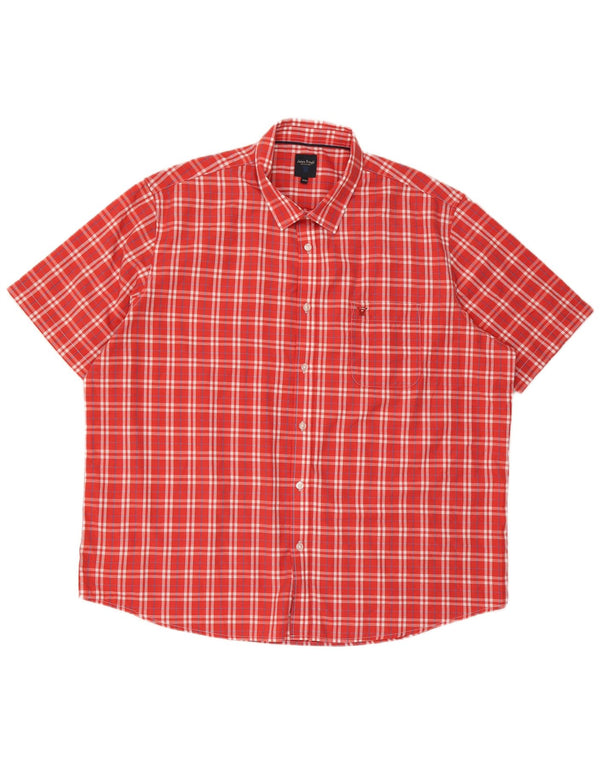 Camisa masculina de manga curta James Pringle 2XL poliéster xadrez vermelho