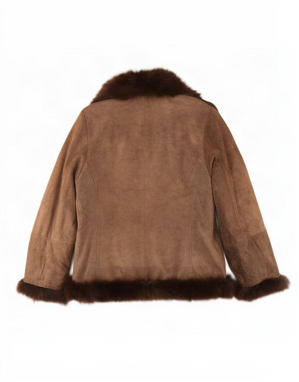 Jaqueta feminina vintage de camurça IT 52 2XL couro marrom