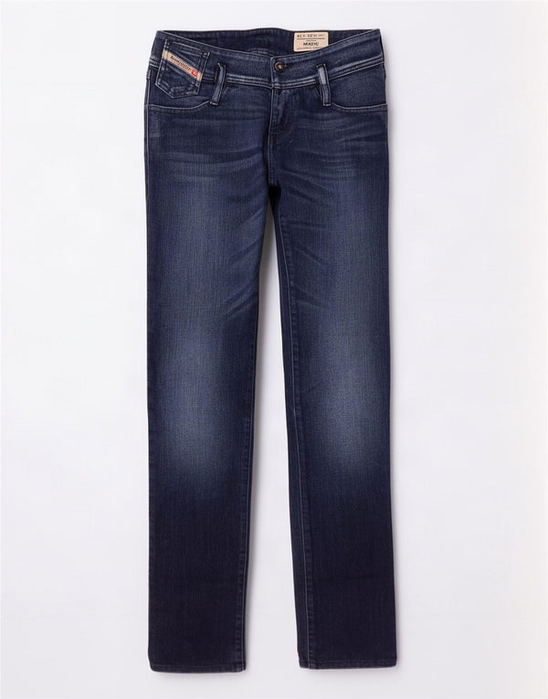 Diesel feminino Matic cintura baixa cônico jeans slim W24 L31 algodão azul marinho