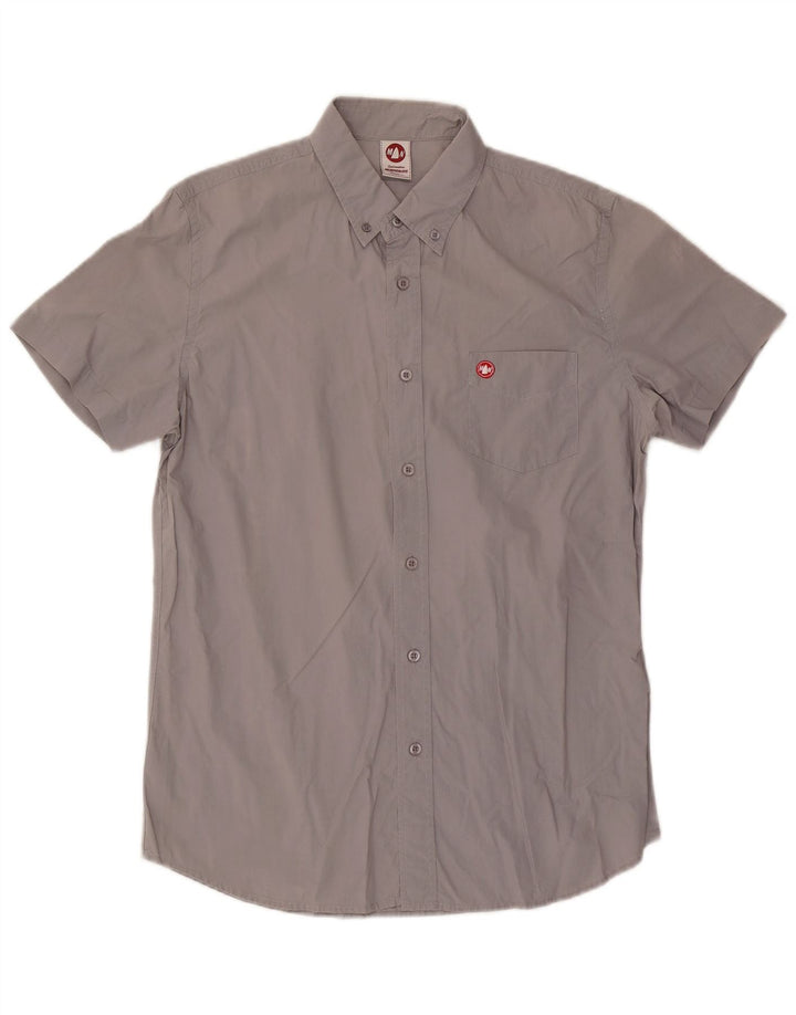 Camisa masculina de manga curta Murphy & Nye algodão cinza médio