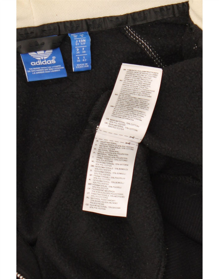 ADIDAS Womens Graphic Hoodie Jumper UK 10 Pequeno Algodão Preto