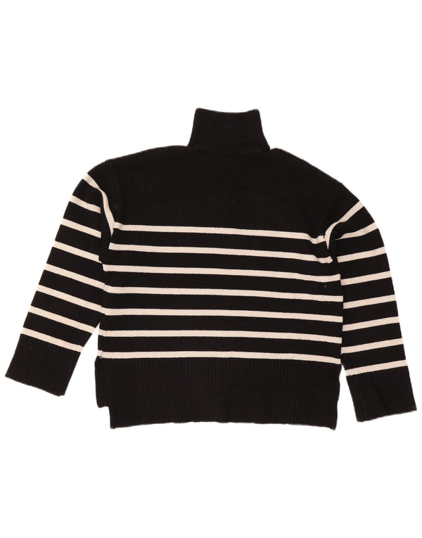 Suéter feminino Zara com zíper e gola em viscose UK 10 pequeno listrado preto