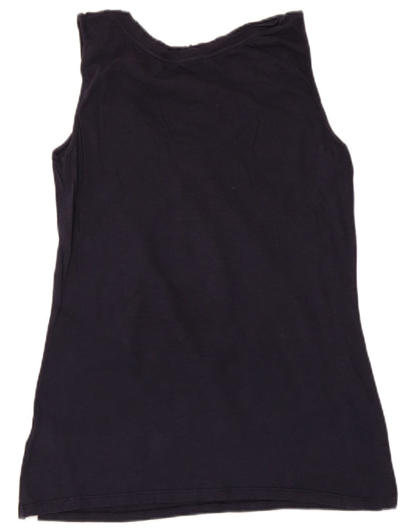 Top colete feminino White Stuff UK 14 algodão azul marinho médio
