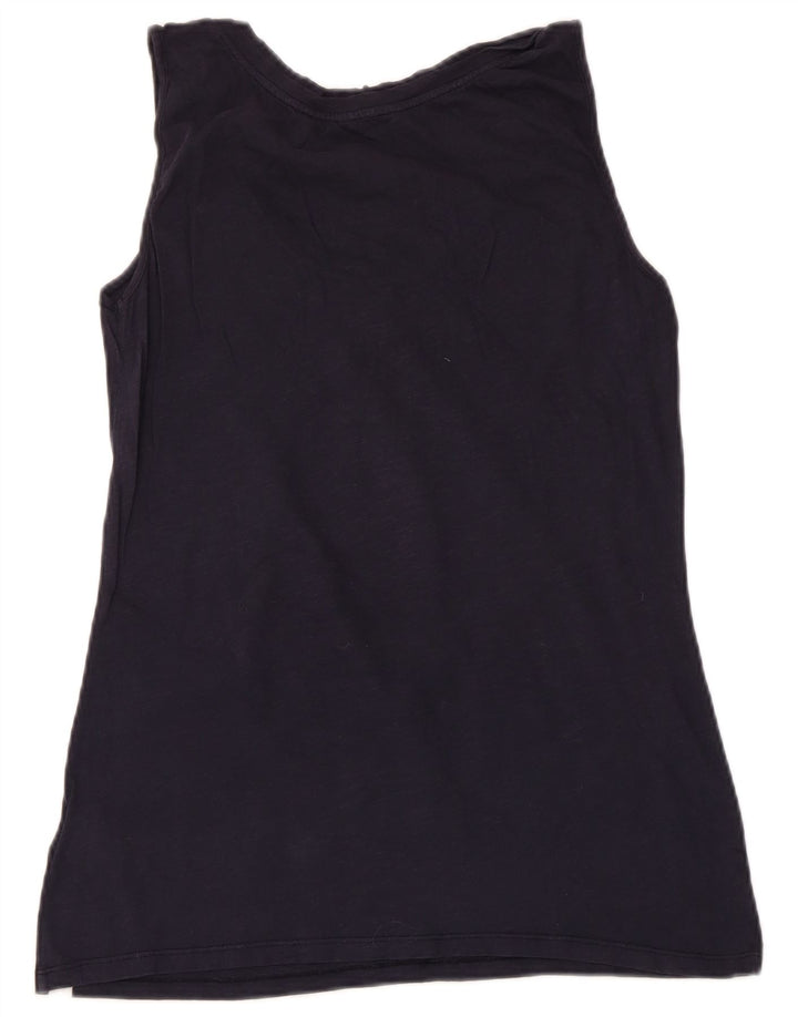 Top colete feminino White Stuff UK 14 algodão azul marinho médio