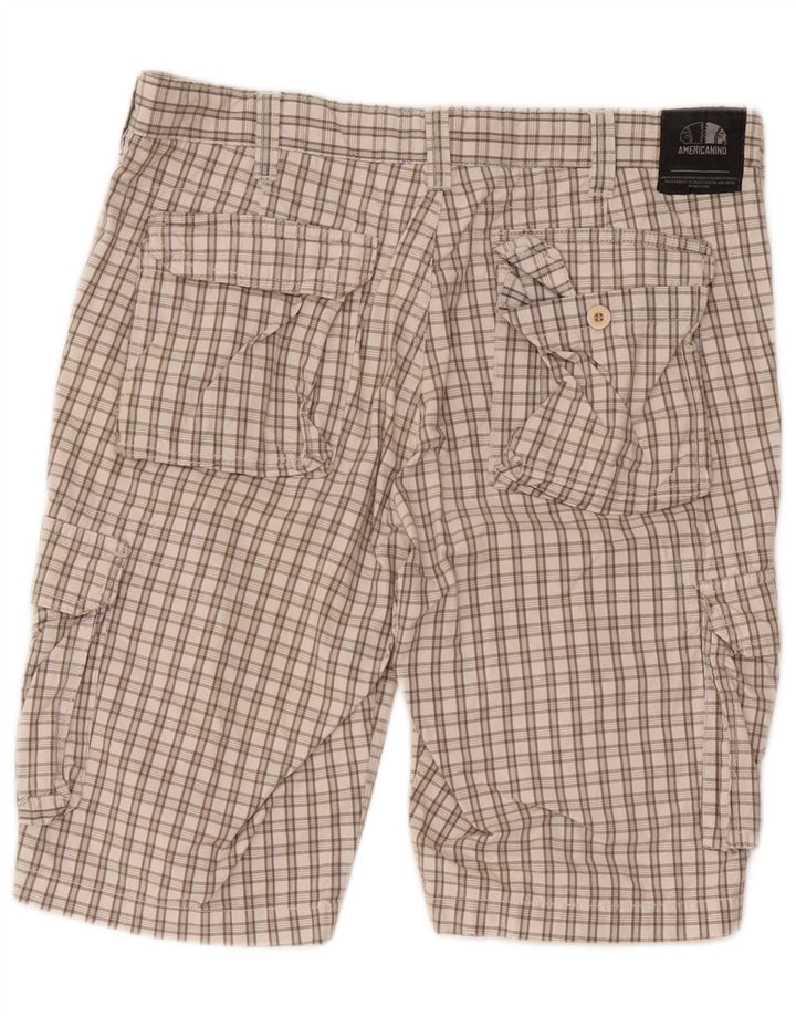 Shorts cargo masculino Americanino W34 grande xadrez bege