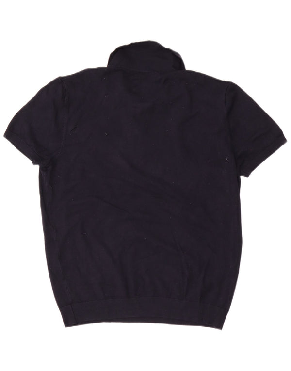 Camisa polo feminina Zara Reino Unido 14 grande viscose azul marinho