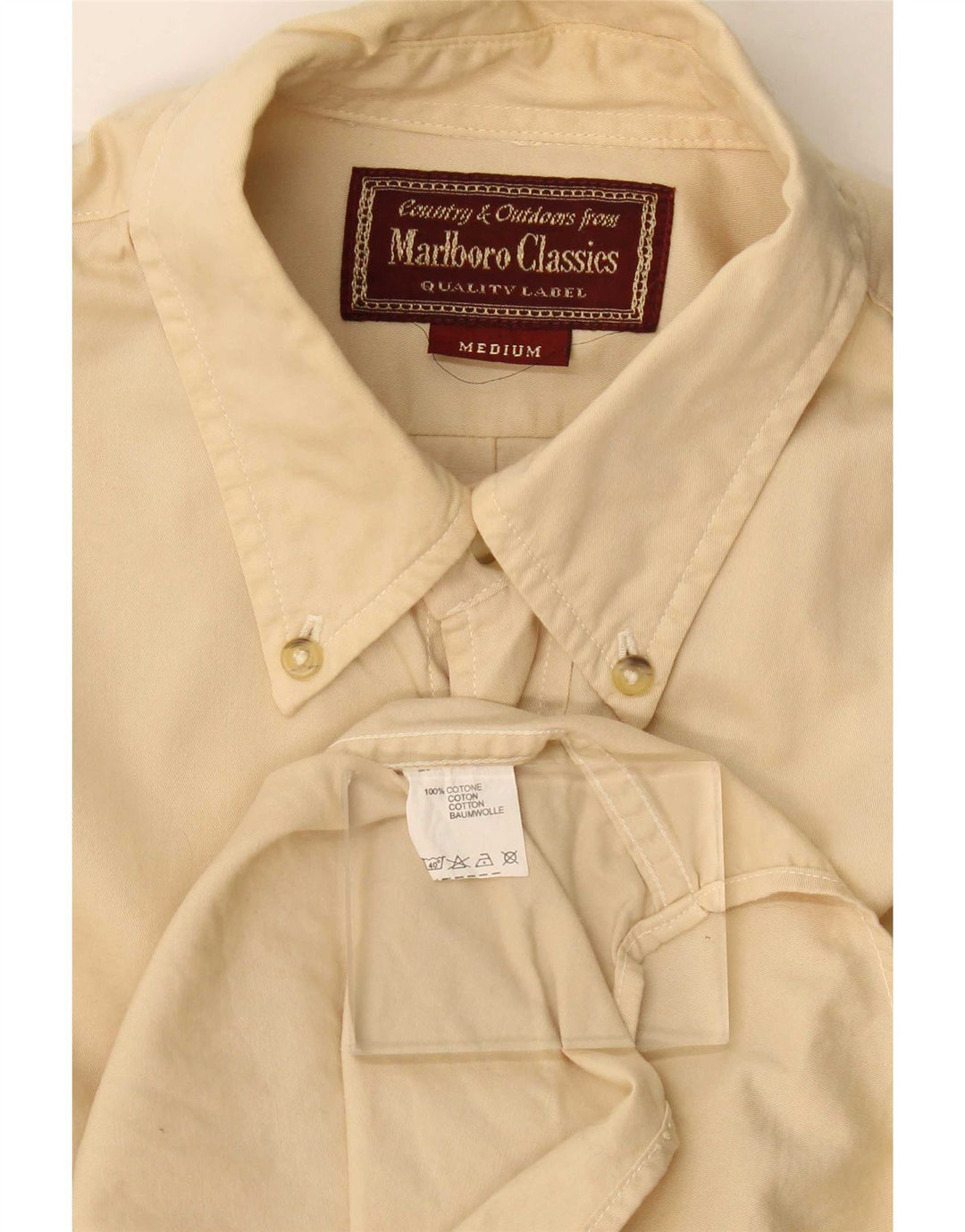 Camisa masculina Marlboro Classics algodão bege médio
