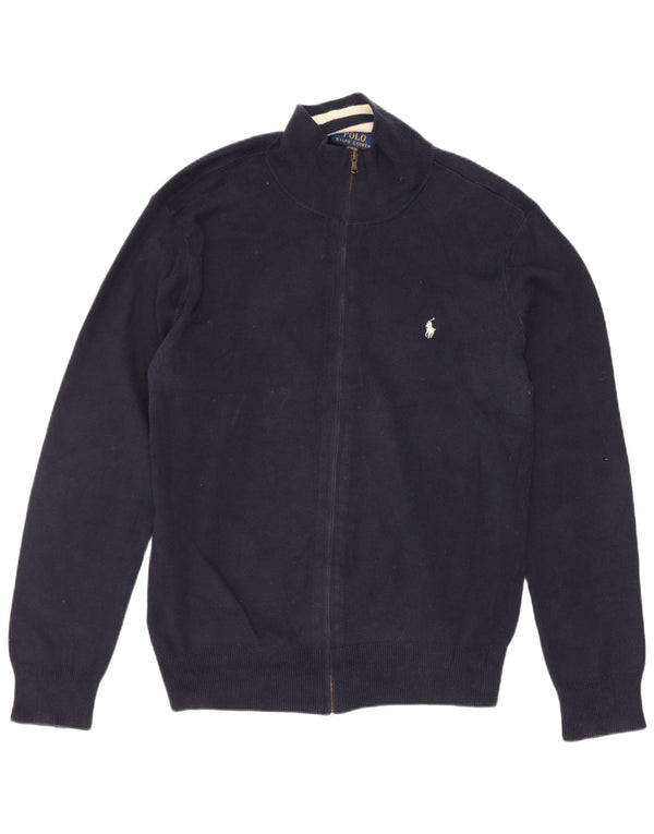 Suéter cardigã masculino Polo Ralph Lauren 15-16 anos XL azul marinho algodão