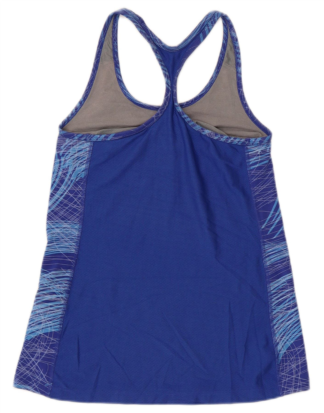 NIKE Womens Dri Fit Graphic Vest Top UK 8 Pequeno Azul Geométrico Algodão
