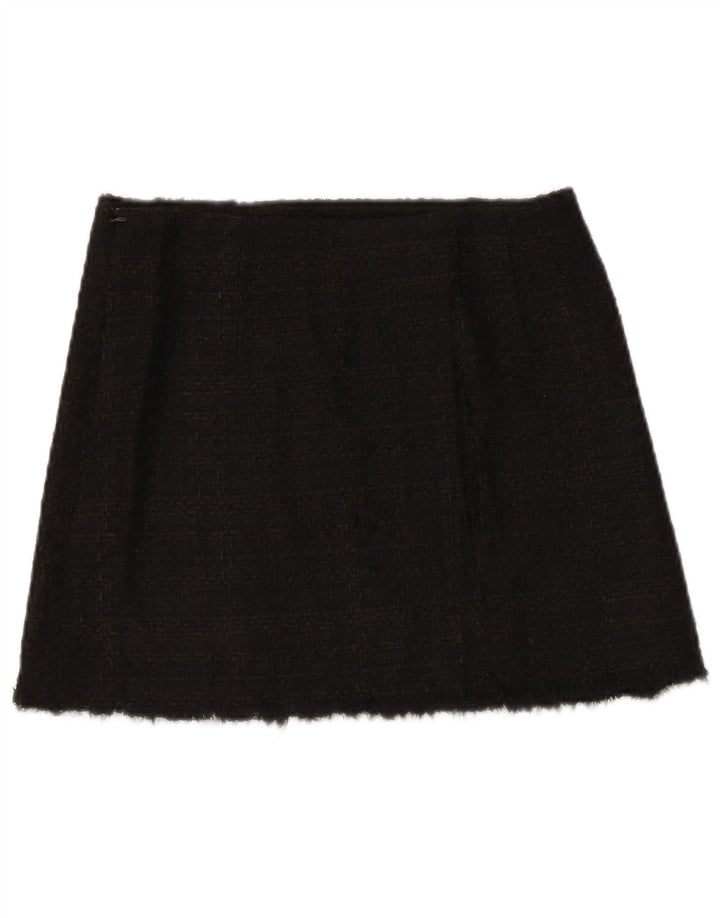 Mini saia feminina Zara pequena W26 preto xadrez acrílico