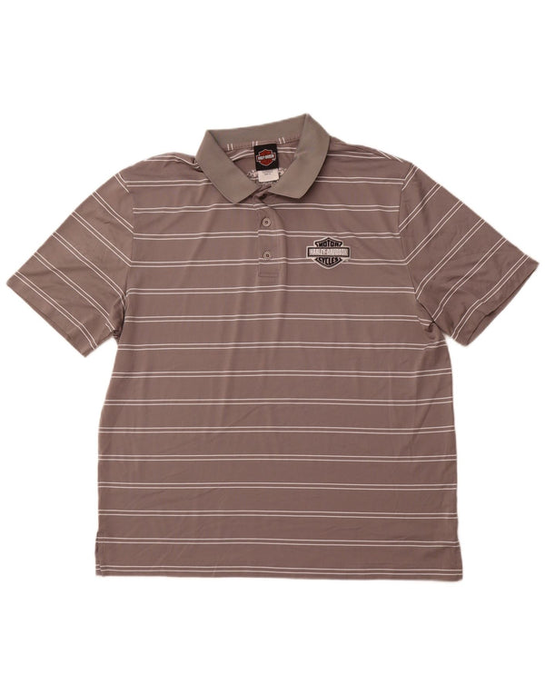 Camisa polo masculina HARLEY DAVIDSON XL poliéster listrado cinza