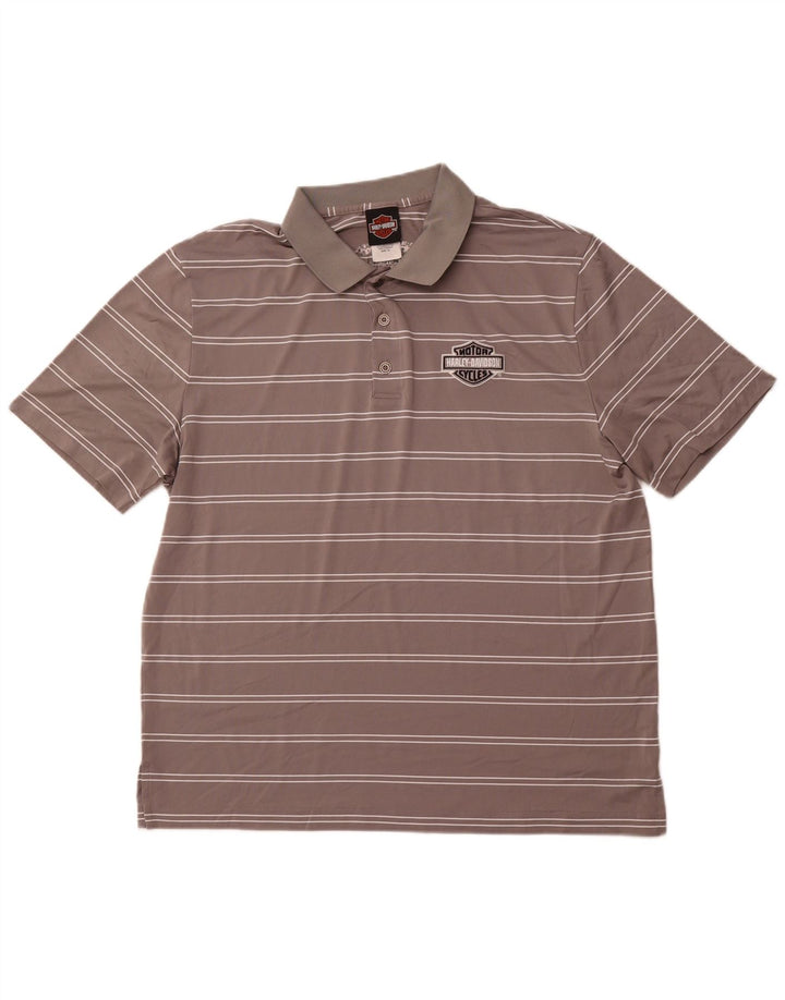 Camisa polo masculina HARLEY DAVIDSON XL poliéster listrado cinza