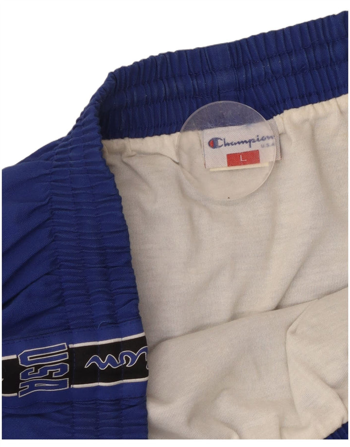 Shorts esportivos gráficos masculinos CHAMPION poliéster azul grande
