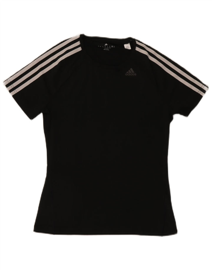 Adidas Womens Climalite T-Shirt Top UK 8/10 Pequeno Poliéster Preto