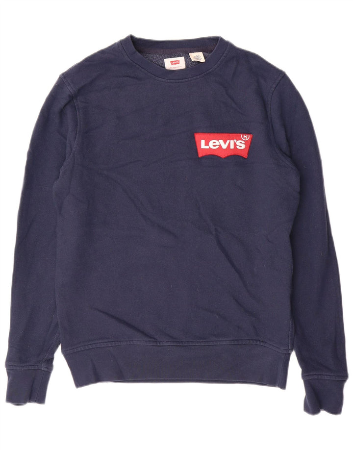 LEVI'S moletom gráfico masculino jumper pequeno algodão azul marinho