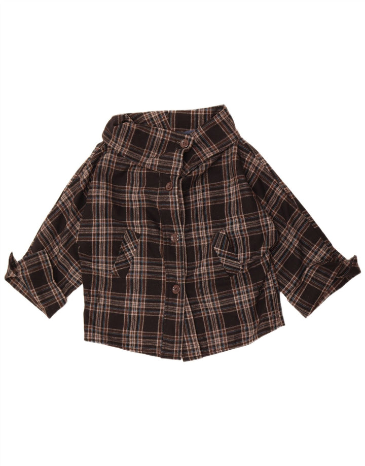 Jaqueta bomber feminina vintage UK 10 pequena lã xadrez marrom