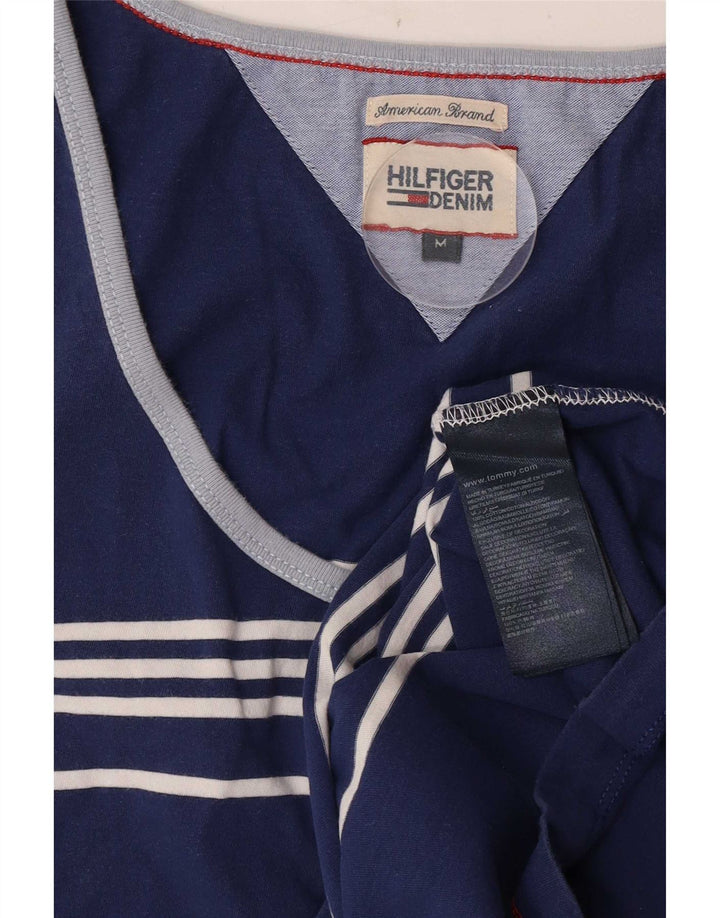 Tommy Hilfiger Colete Masculino Top Médio Azul Marinho Listrado Algodão