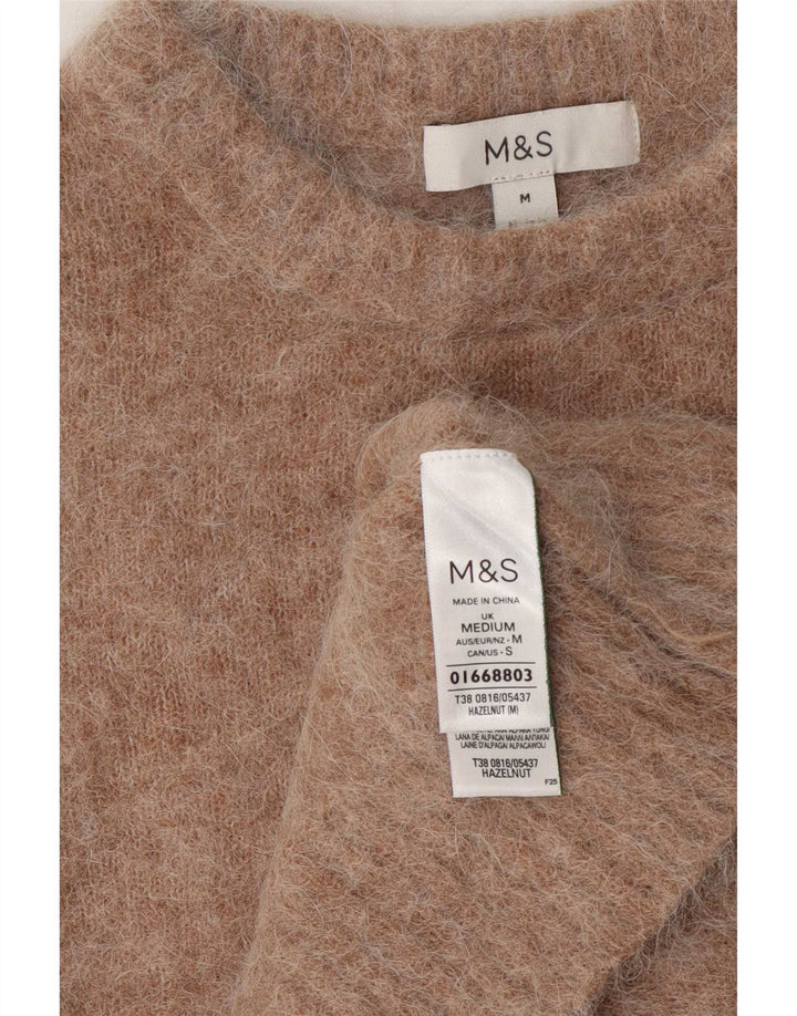 Suéter feminino Marks & Spencer com gola redonda Reino Unido 14 lã bege médio