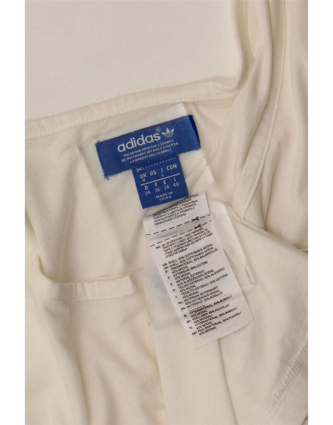 Top túnica assimétrica gráfica ADIDAS feminino Reino Unido 8 pequeno algodão branco