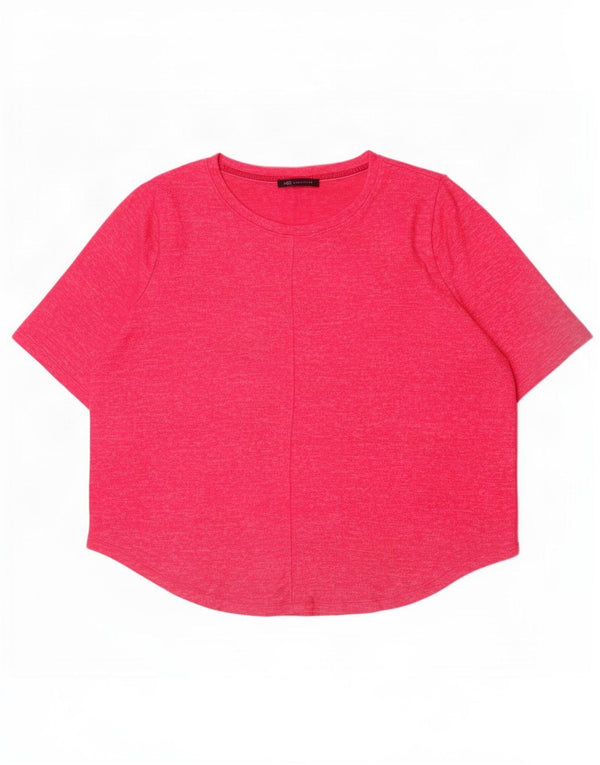 Camiseta feminina Marks & Spencer UK 20 2XL viscose manchada rosa