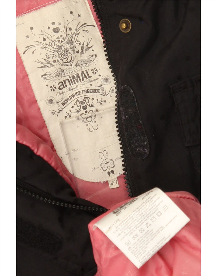 Jaqueta corta-vento feminina com capuz ANIMAL UK 10 pequena poliamida preta