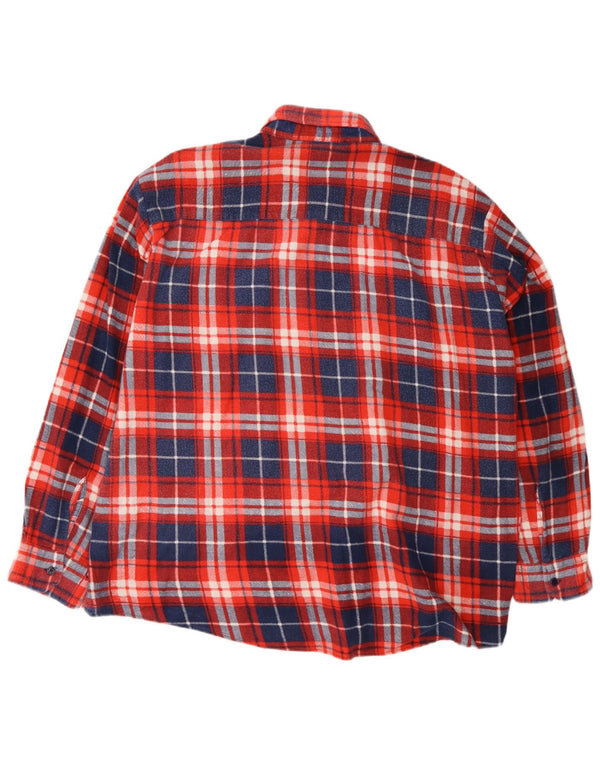 Camisa masculina vintage de flanela XL de algodão xadrez vermelho