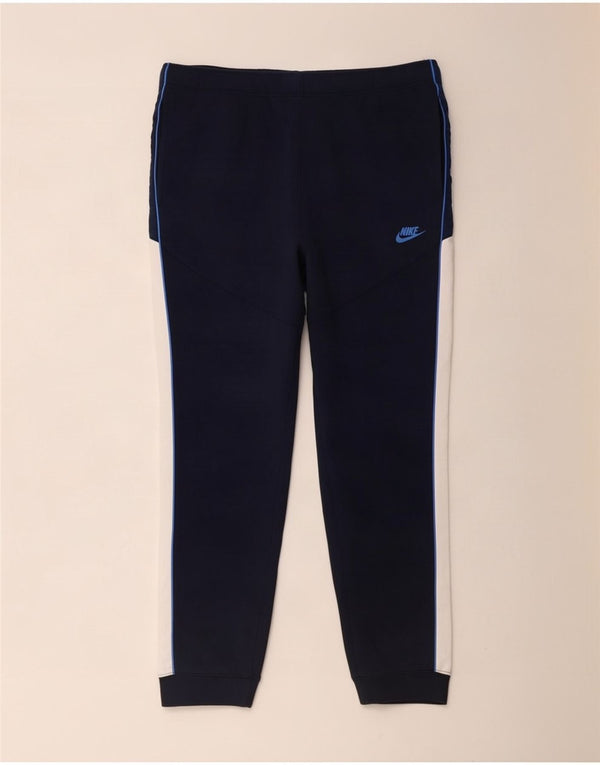 Calça de treino masculina Nike Joggers XL azul marinho colorblock algodão