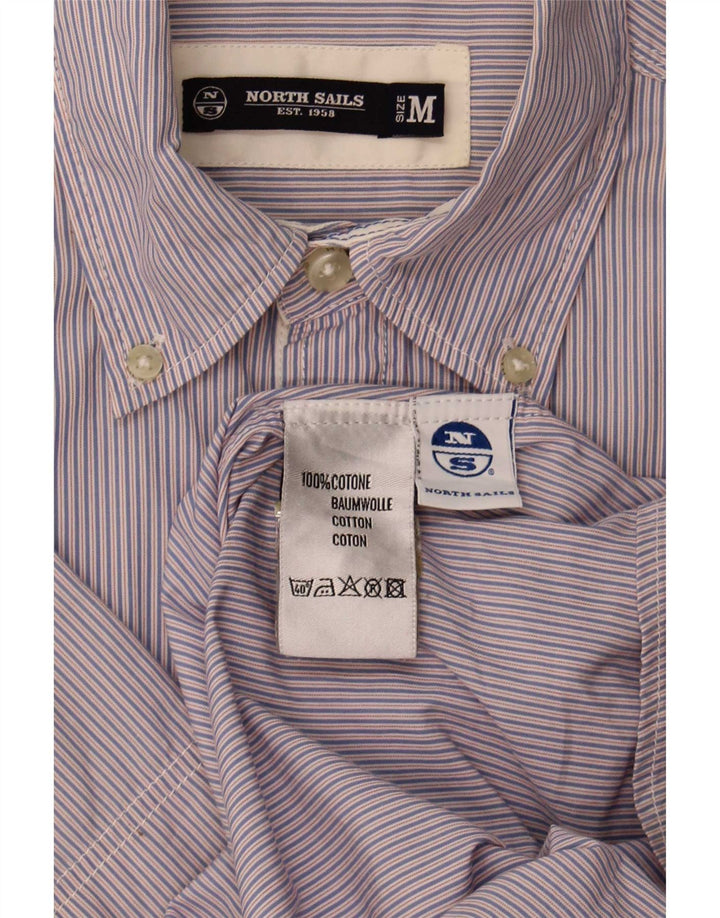 Camisa masculina estampada de manga curta North Sails algodão risca de giz azul médio