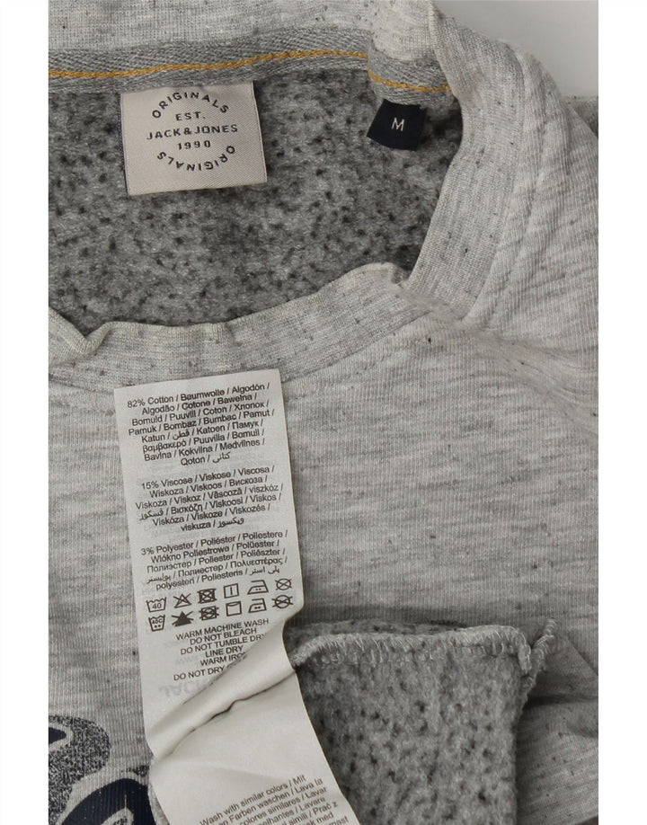 Suéter gráfico masculino JACK & JONES algodão manchado cinza médio