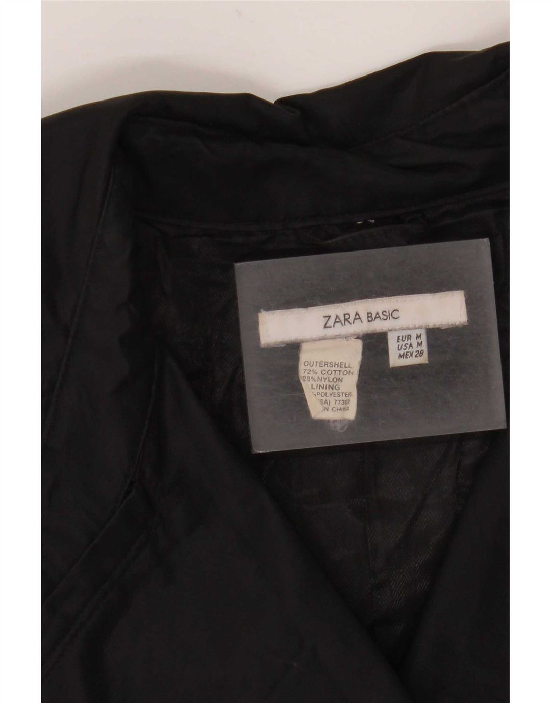 Zara Womens Trench Coat UK 12 Médio Algodão Preto