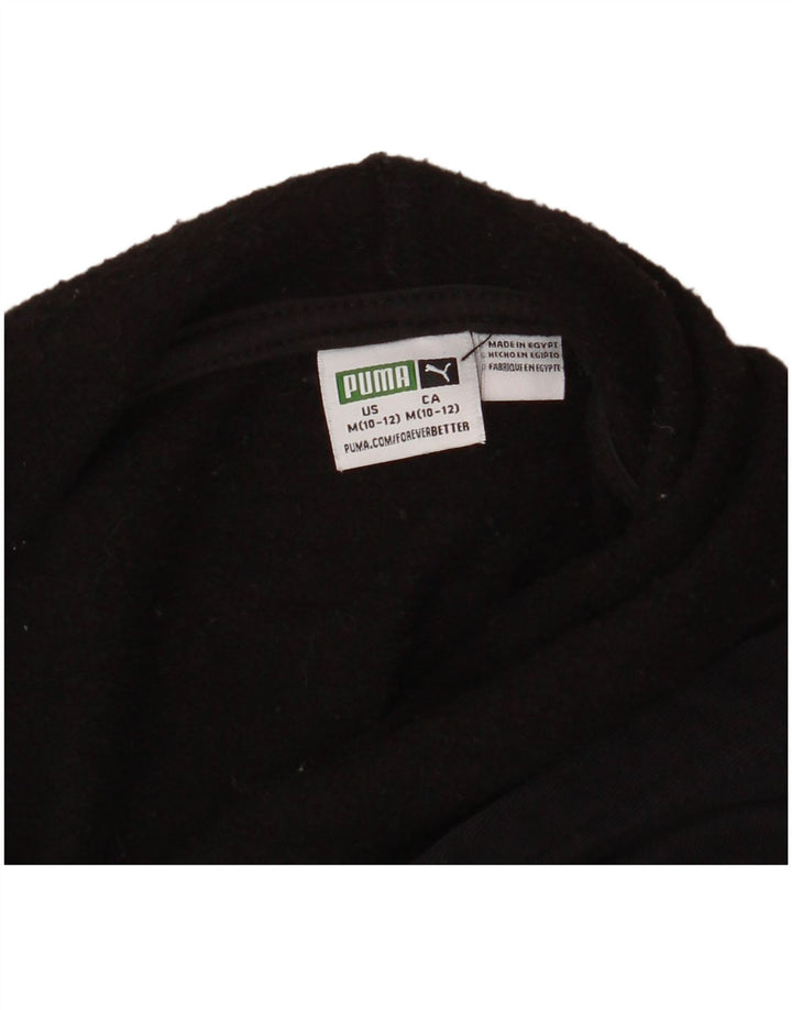 PUMA Boys Graphic Hoodie Jumper 10-11 Anos Médio Preto Manchado