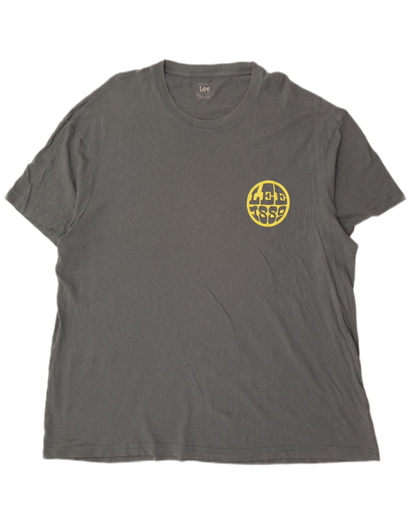 Camiseta masculina Lee com ajuste relaxado gráfico top 2XL algodão verde
