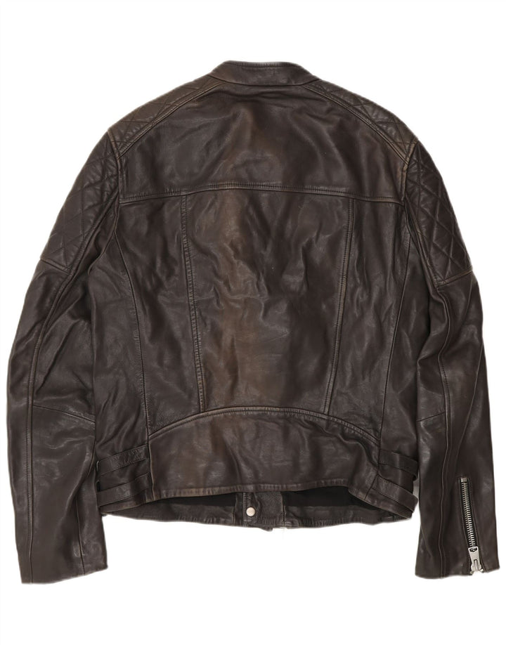 Jaqueta masculina de couro para motociclista All Saints Reino Unido 40 grande couro preto