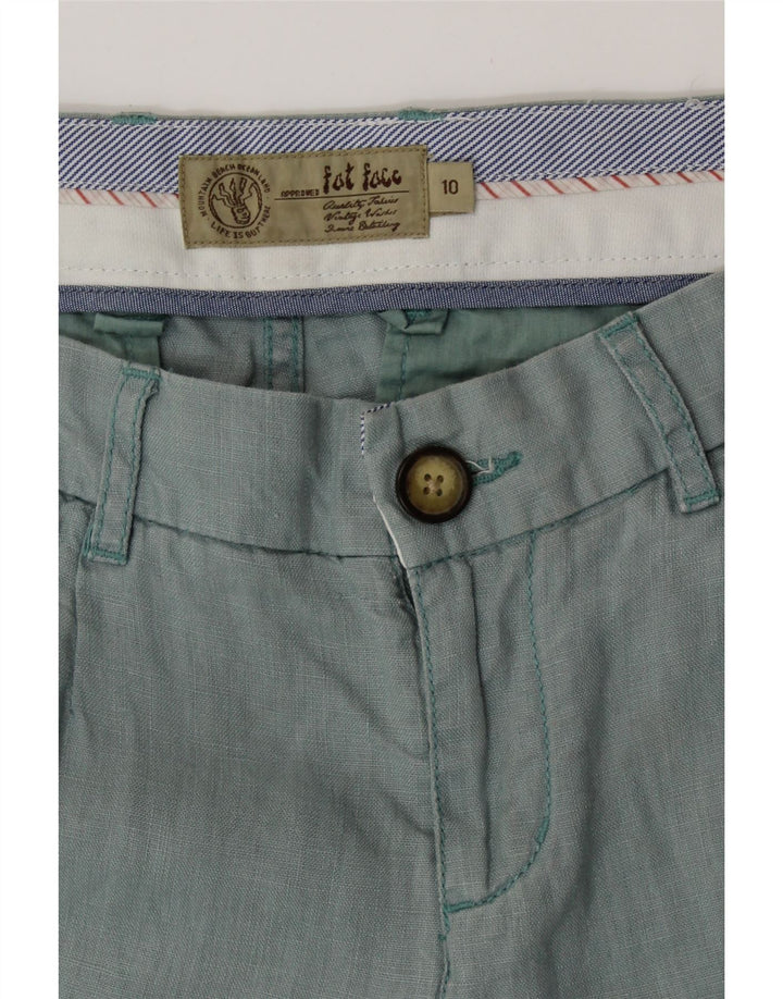 Calça feminina casual reta FAT FACE Reino Unido 10 pequena W32 L25 linho verde