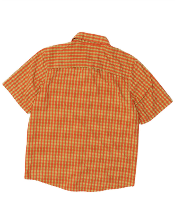Adidas Mens Camisa de Manga Curta Médio Laranja Gingham Poliéster