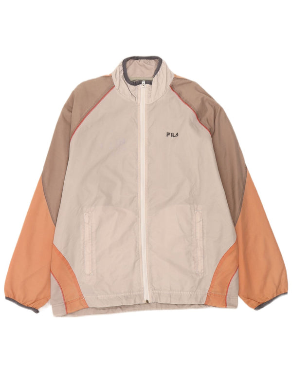 Fila Mens Tracksuit Top Jacket Pequeno Bege Colourblock Poliamida